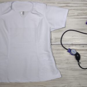 Blusa Blanca Cuello Corazón Bolsillo Bordado Enfermera Cosmos Lafayette