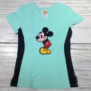 Blusa Verde Limón Cuello V Redondeado Bordado Mickey Universal Lafayette