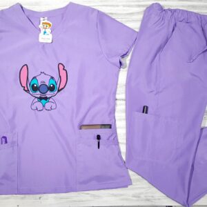 Promoción Uniforme Lila Cuello V Bordado Stich Importado Antifluido