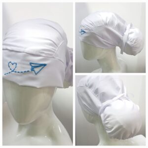 Gorro Antifluido Blanco Bordado Avión