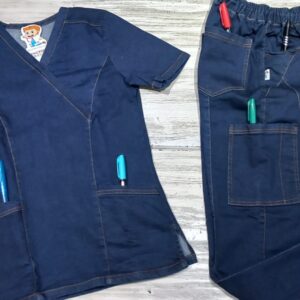 Promoción Uniforme Jean Azul Oscuro Cuello Diagonal Fabricato