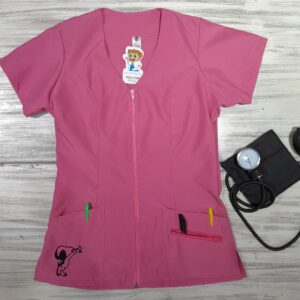 Blusa Rosada Oscuro Cuello V Cremallera Bolsillo Snoopy  Importado Antifluido