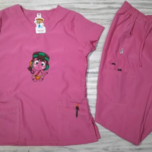 Promoción Uniforme Rosado Oscuro Cuello V Bordado Chavo Bebe Importado Antifluido