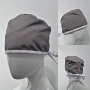 Gorro Antifluido Gris Raton Jaspeado Unisex Cordón Blanco