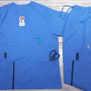 Promoción Uniforme Azul Bebe Cuello V Bolsillo Bordado Aladdin Microdril Lafayette