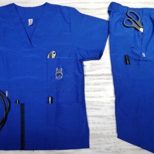 Promoción Uniforme Azul Rey Jaspeado Cuello V Bolsillo Bordado Scooby Durango Lafayette