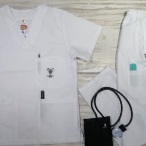 Promoción Uniforme Blanco Cuello V Bolsillo Bordado Pinky Ristop Lafayette