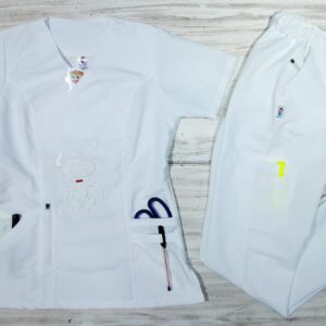 Promoción Uniforme Blanco Cuello Cruzado Bordado Snoppy Ristop Lafayette