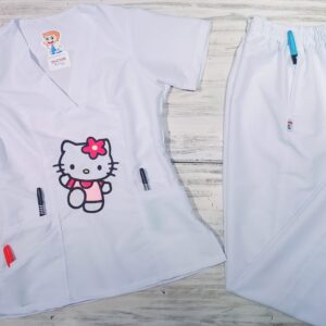 Promoción Uniforme Blanco Cuello V Bordado Hello Kitty Universal Lafayette