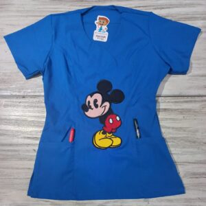 Blusa Cuello Corazón Azul Rey Bordada Mickey Licra Lafayette