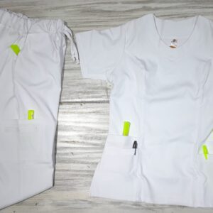 Promoción Uniforme Blanco Cuello V Redondeado Alviero Strech Jogger