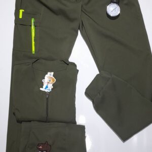 Promoción Uniforme Verde Militar Cuello Redondo Cremallera Bolsillo Escandalosos Jogger Lotus Lycra Lafayette