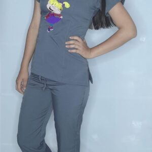 Promocion Uniforme Cuello V Gris Intermedio Bordado Angelica Lotus Lycra Lafayette