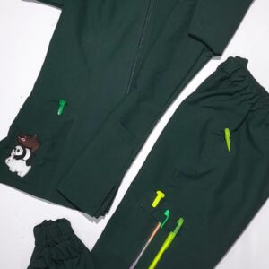 Promoción Uniforme Verde Oscuro Cuello Redondo Cremallera Bolsillo Escandalosos Jogger Universal Lafayette