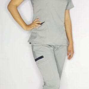 Promocion Uniforme Gris Perla Cuello Cremallera Corta Lotus Lycra Lafayette Vivo Negro