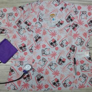 Blusa XXL Cuello V Hello Kitty Blanca Antifluido Importado