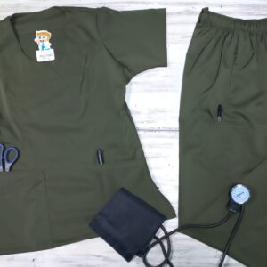 Promocion Uniforme Verde Militar  Cuello Corazón Lotus Lycra Lafayette