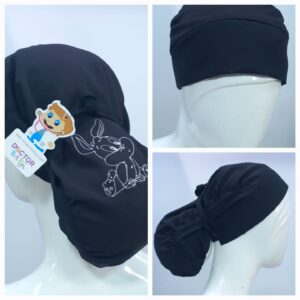 Gorro Moño Antifluido Bordado Bugs Bunny Bebe Negro