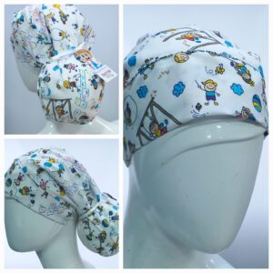 Gorro Moño Antifluido Lafayette Estampado Escolar  Blanco