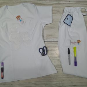 Promocion Uniforme Blanco Cuello Redondo Alviero Strech Bordado Droopy