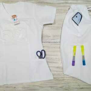 Promocion Uniforme Blanco Cuello Redondo Ristop Lafayette Bordado Minnie