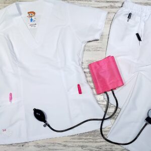 Promocion Uniforme Blanco Cuello V Ristop Lafayette Bordado Vital Minnie