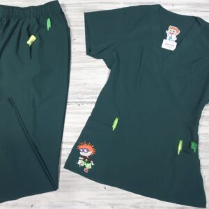 Promocion Uniforme Verde Pasto Cuello V Importado Lycra Bordado Carlitos