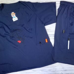 Promocion Uniforme Azul Día Cuello V Universal Lycra  Bordado Winnie Pooh