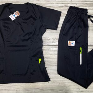 Promocion Uniforme Negro Cuello V Redondo Universal Lycra