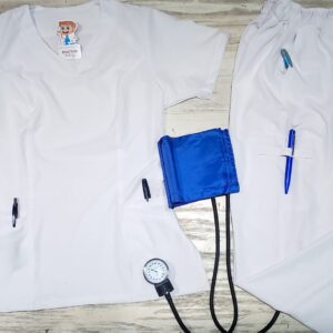 Promocion Uniforme Blanco Cuello V Redondo Importado Lycra