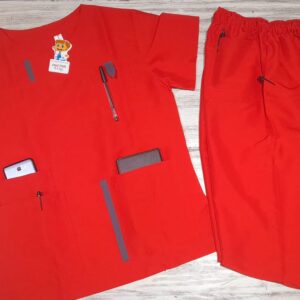 Promocion Uniforme M Rojo Vivos Grises Cuello Tapa Antifluido Importado