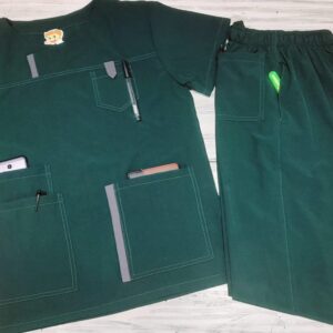 Promocion Uniforme M Verde Pasto Vivos Grises Cuello Tapa Antifluido Importado lycra