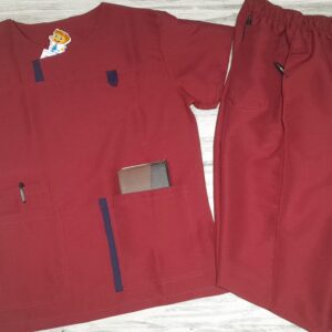 Promocion Uniforme M Vinotinto Vivos Grises Cuello Tapa Antifluido Importado